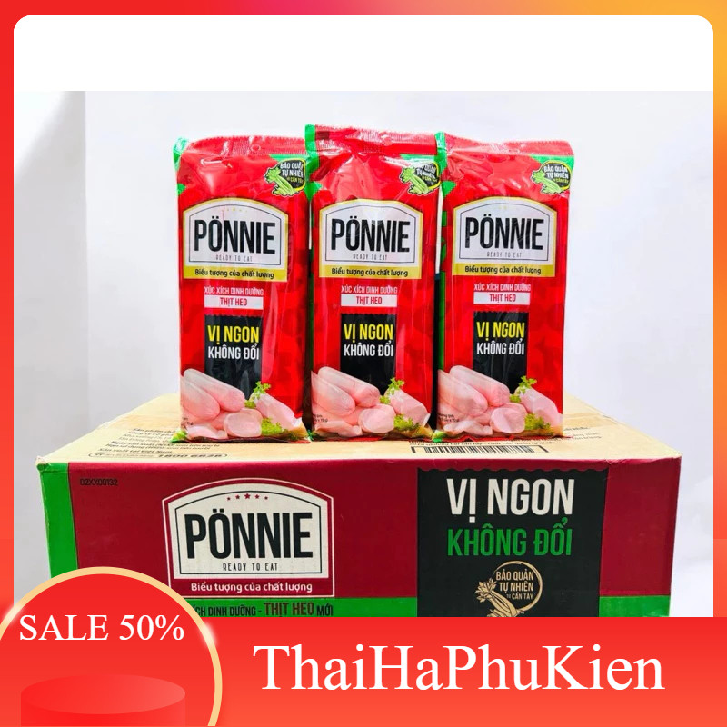 Combo 5 Gói Lớn Xúc Xích Ponnie Dinh Dưỡng Thit Heo 280g (4 Cây x 70g)