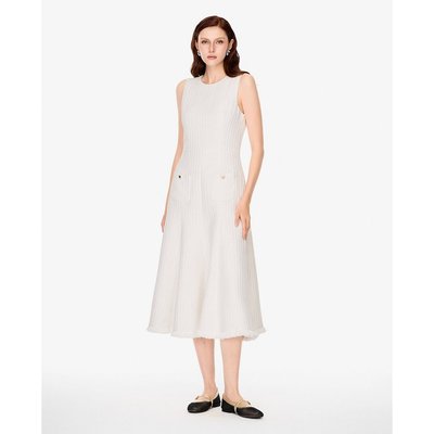 GIGI - Đầm sát nách midi cổ tròn phối túi_G2102D252157-00