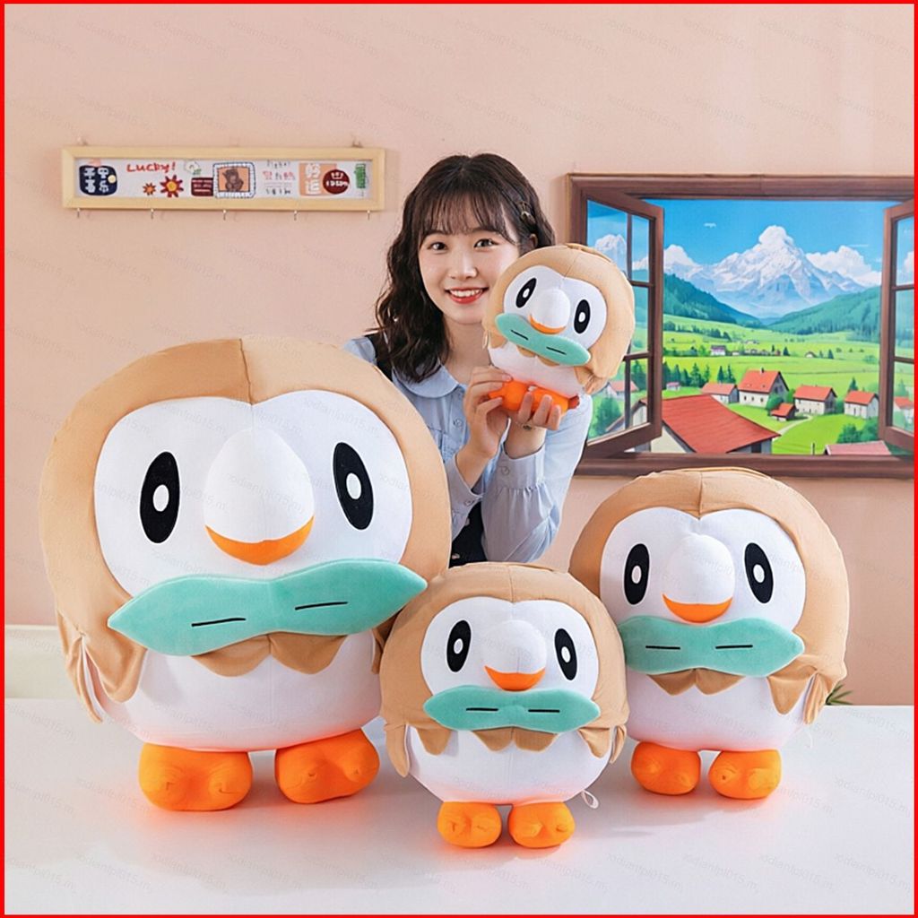 PF Pokemon Rowlet Plushie Hoạt Hình Dễ Thương Cú Cotton Đồng Hành Búp Bê Gối Mềm
