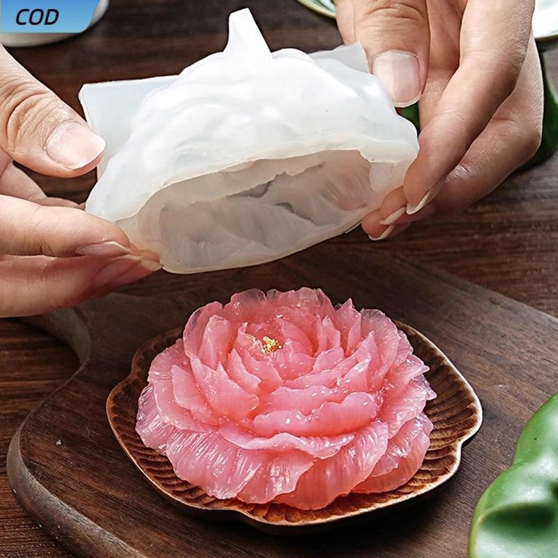 COD Peony nến Silicone khuôn Rose Cake sô cô la Silicone khuôn xà phòng khuôn valentine's Day Gift R