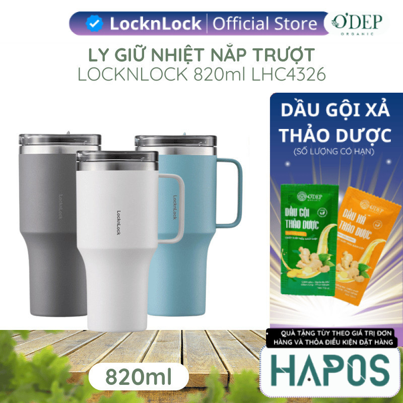 Ly giữ nhiệt LocknLock Metro King 820ml, nắp trượt, inox SUS304, có tay cầm LHC4326 - HAPOS LSA