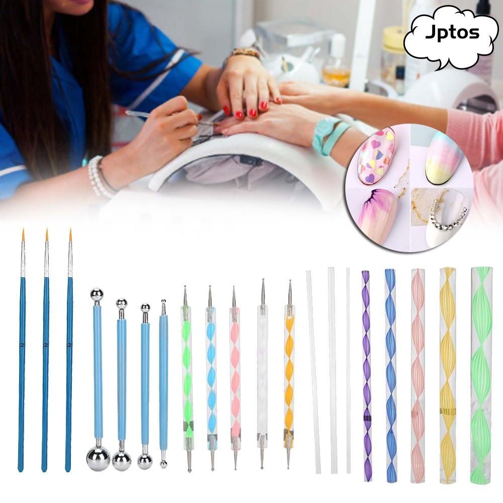 JPTOS 20 Chiếc Hai Mặt Móng Tay Nghệ Thuật Chấm Bộ Dụng Cụ, Bóng Hai Mặt Stylus Acrylic Rod Ball Sty