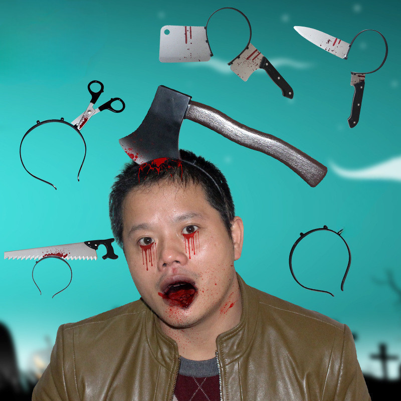 Kinh Dị Đầu Trang Trí Halloween Đáng Sợ Dao Phụ Kiện Halloween Đạo Cụ Tiệc Halloween Cung Cấp Sự Kiệ