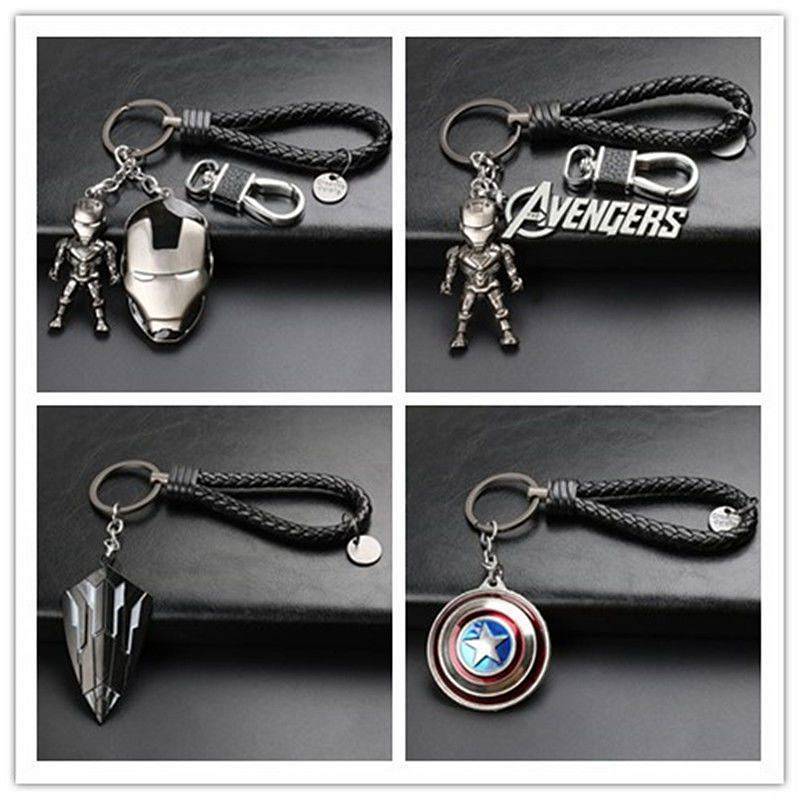Marvel Avengers Captain America Iron Man Mask Metal Keychains Men's Car Decorations Cute ESf6