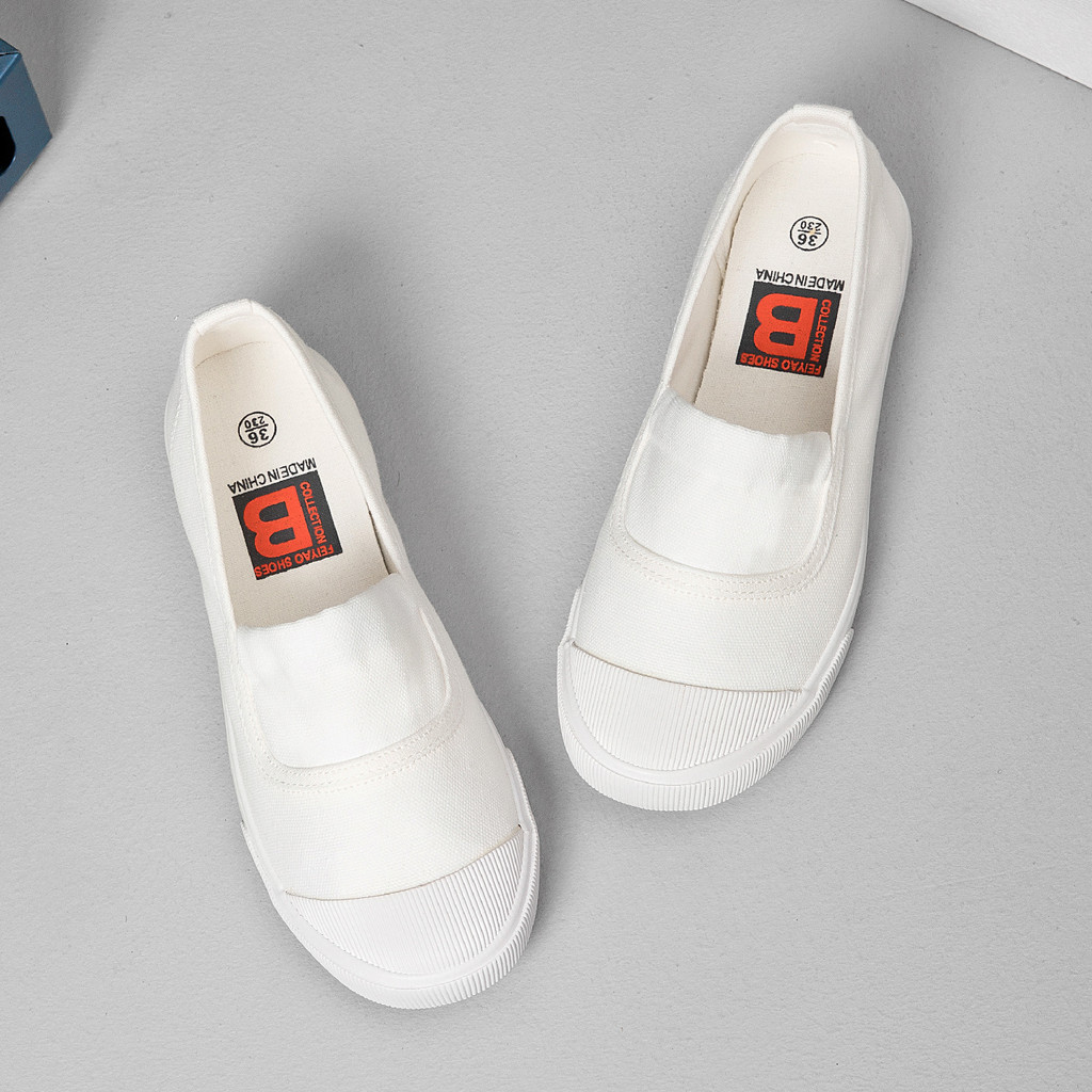 Feiyao 525 Slip-On Giày Lười Nữ Phù Hợp Với Phiên Bản Hàn Quốc Giày Vải Bao Chân Giày Vải Nữ Thoáng 