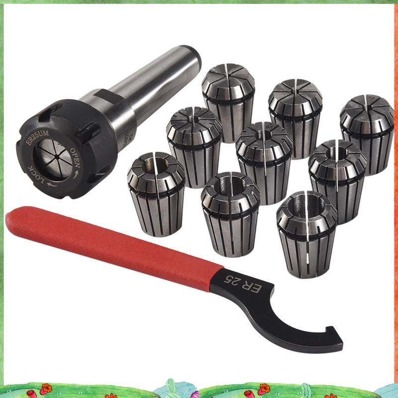 9 Chiếc Er25 Lò Xo Collets + 1 Cái Mt3 Er25 Collet Chuck Morse Côn Giá Đỡ Cho Cnc Phay Tiện Dụng Cụ 