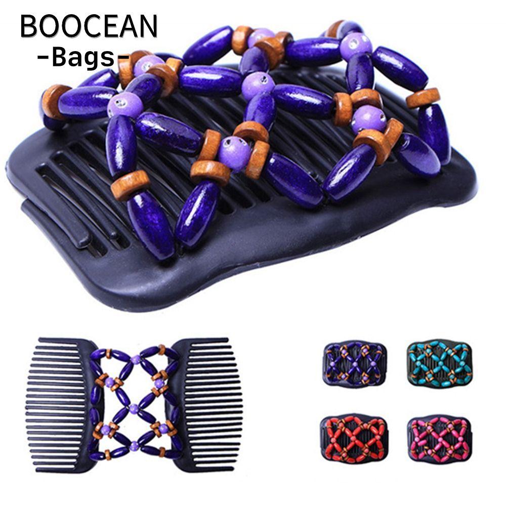 Lược Chải Tóc BOOCEAN, Gỗ Để Tóc Đôi Hàng Lược, Thời Trang Nhựa Trượt Đôi Co Giãn Tóc Nữ