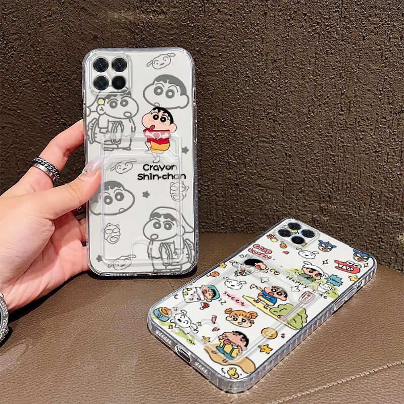 Hộp Đựng Thẻ Cho Samsung Galaxy A12 M12 A22 M22 M32 4G 5G Crayon Shin-chan Trong Suốt