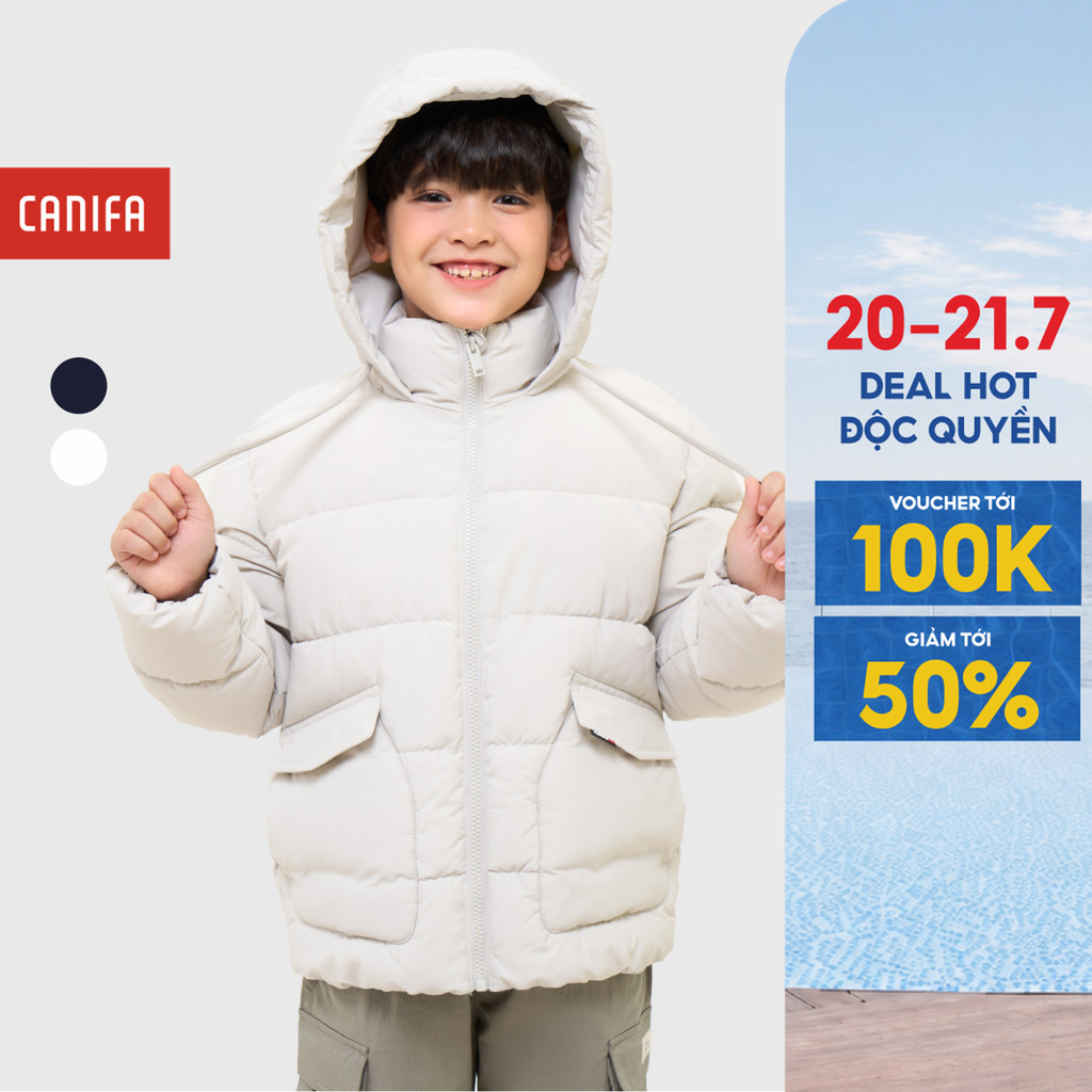 Áo khoác chần bông bé trai CANIFA áo phao có mũi siêu nhẹ siêu ấm 2OT25C004