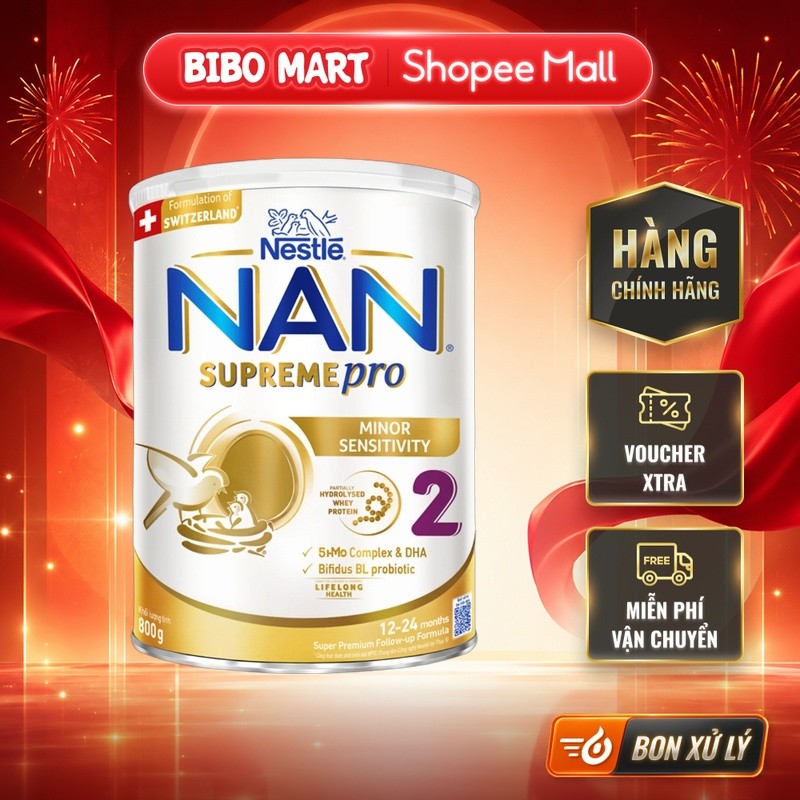 [MALL] Nan Supreme Pro 2 800g - Sữa công thức hỗ trợ tiêu hóa, tăng cường đề kháng cho trẻ 12-24 thá