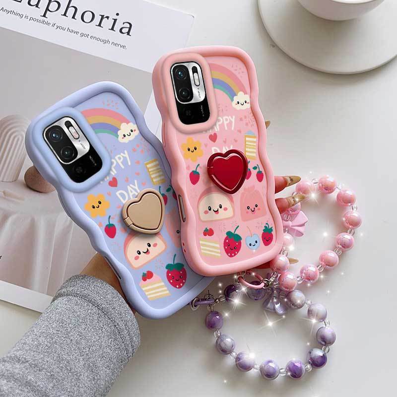 3 chiếc (Vỏ điện thoại cầu vồng đẹp + Dây buộc + Chân đế) cho Redmi Note 11 SE (Ấn Độ) / 11 / 11S / 