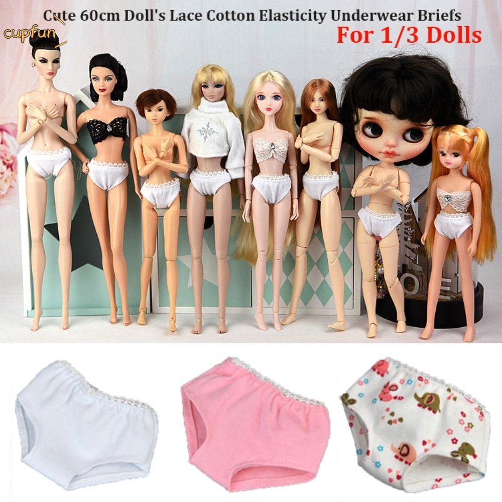 Quần lót Cotton ren CUPFUN, Quần lót búp bê 3 màu co giãn 60cm, Quà tặng bé gái DIY Phụ kiện quần áo