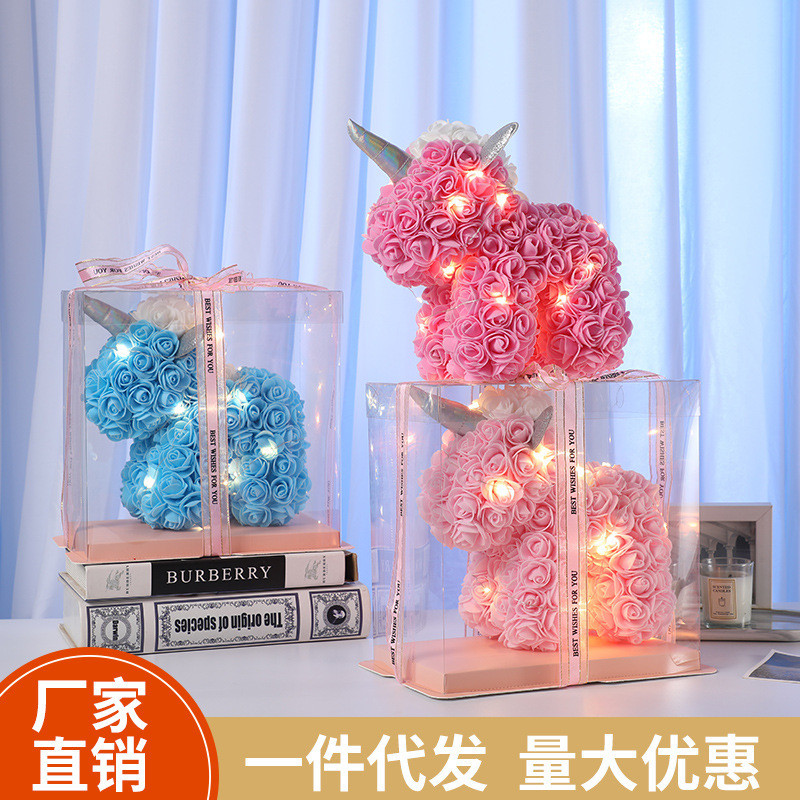 520 Quà Tặng Sinh Nhật Ngày Lễ Tình Nhân Mini Kỳ Lân Sáng Tạo Mô Phỏng Bảo Quản Hoa Đôi Cánh Thiên T