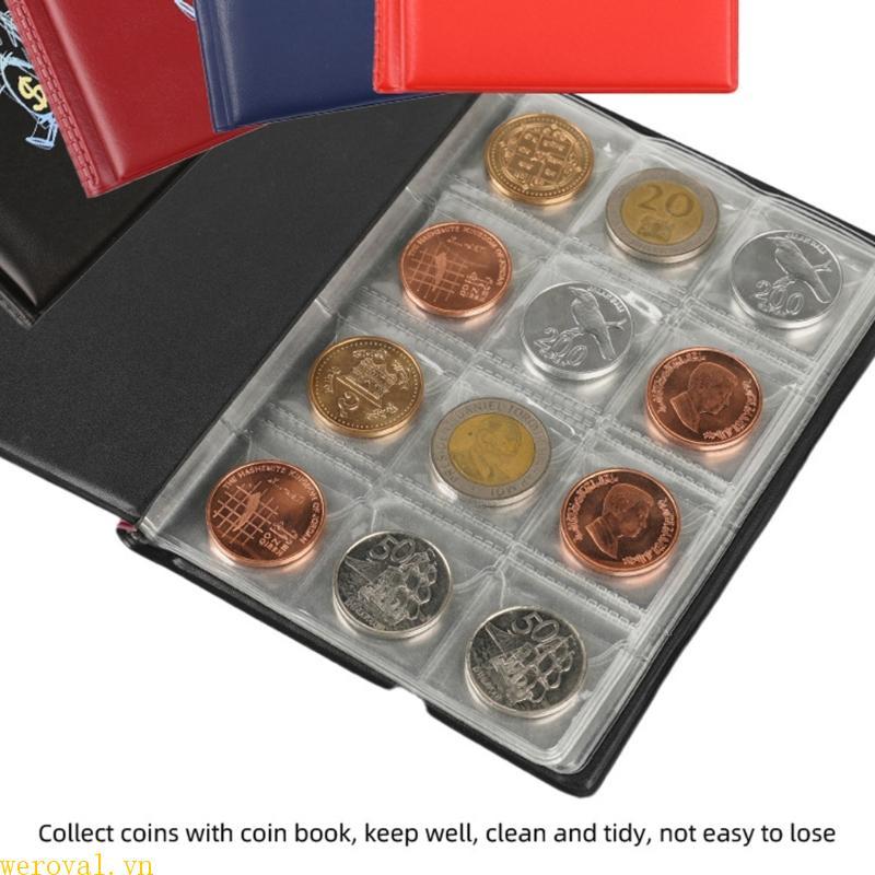 WER Coin Book 120 Pocket Coin Collection Holder Coin Storage Book 2 9x2 9cm mỗi túi cho bộ sưu tập t