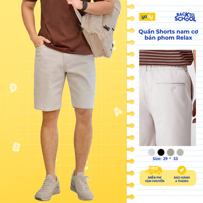 Quần shorts nam Yody phom relax, cạp phối chun sau thoải mái dễ chịu TRA - MCCS26S010