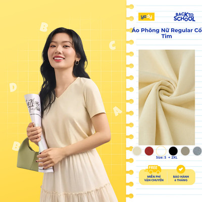 [BST The New T-Mate] Áo Phông Nữ Regular Cổ Tim Mềm Mại Co Giãn WCTS26S006