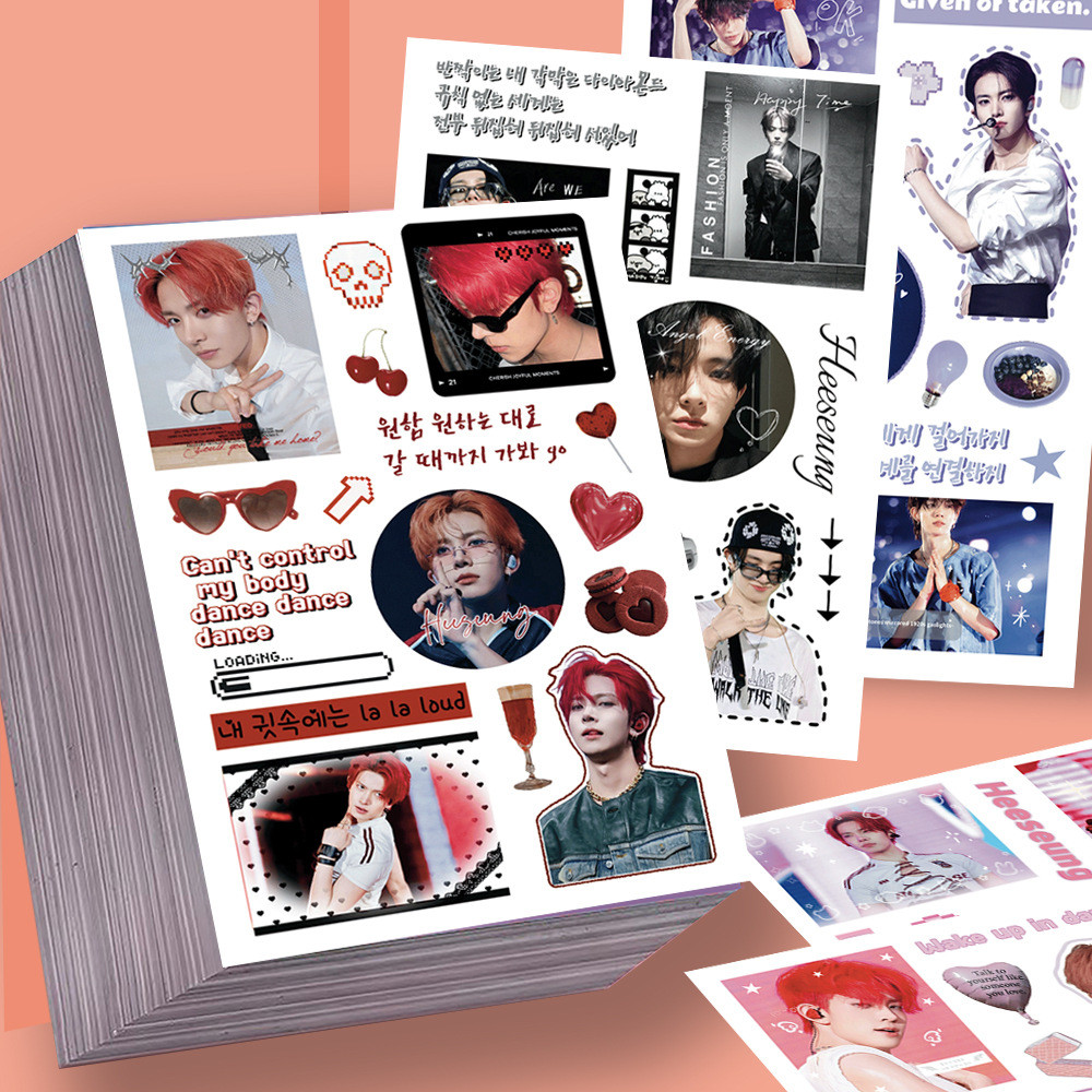 Set 8 tấm sticker siêu xinh Heeseung nhóm Enhypen dùng trang trí, decor sổ sách, bình nước, nón bảo 
