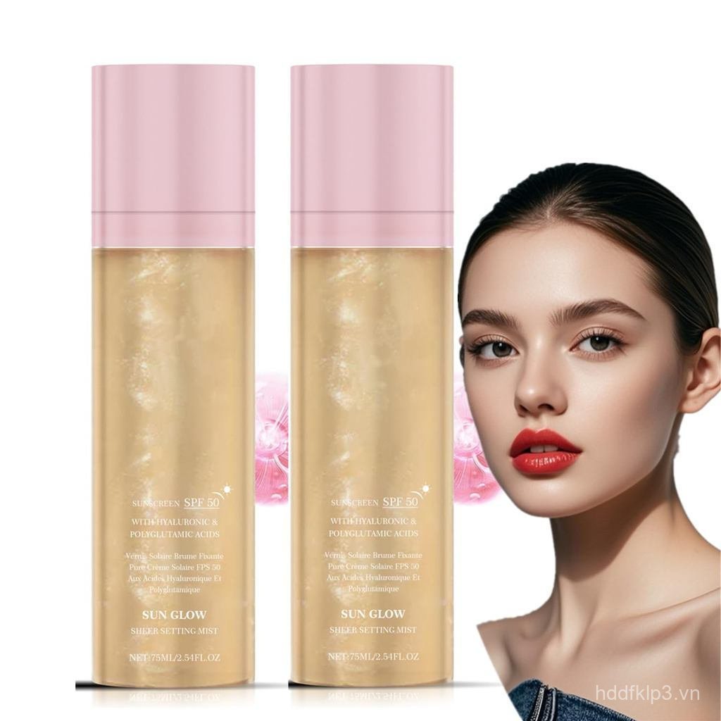 2 ChiếcSheerSettingMistSunscreenSPF50, BroadSpectrumShimmeringBodyOilMistforFace & Body, HydratingMa