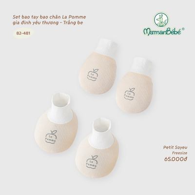 Set bao tay bao chân La Pomme gia đình yêu thương -  Sợi Petit Soyeu thoáng mát - Bé trai/gái - Freesize