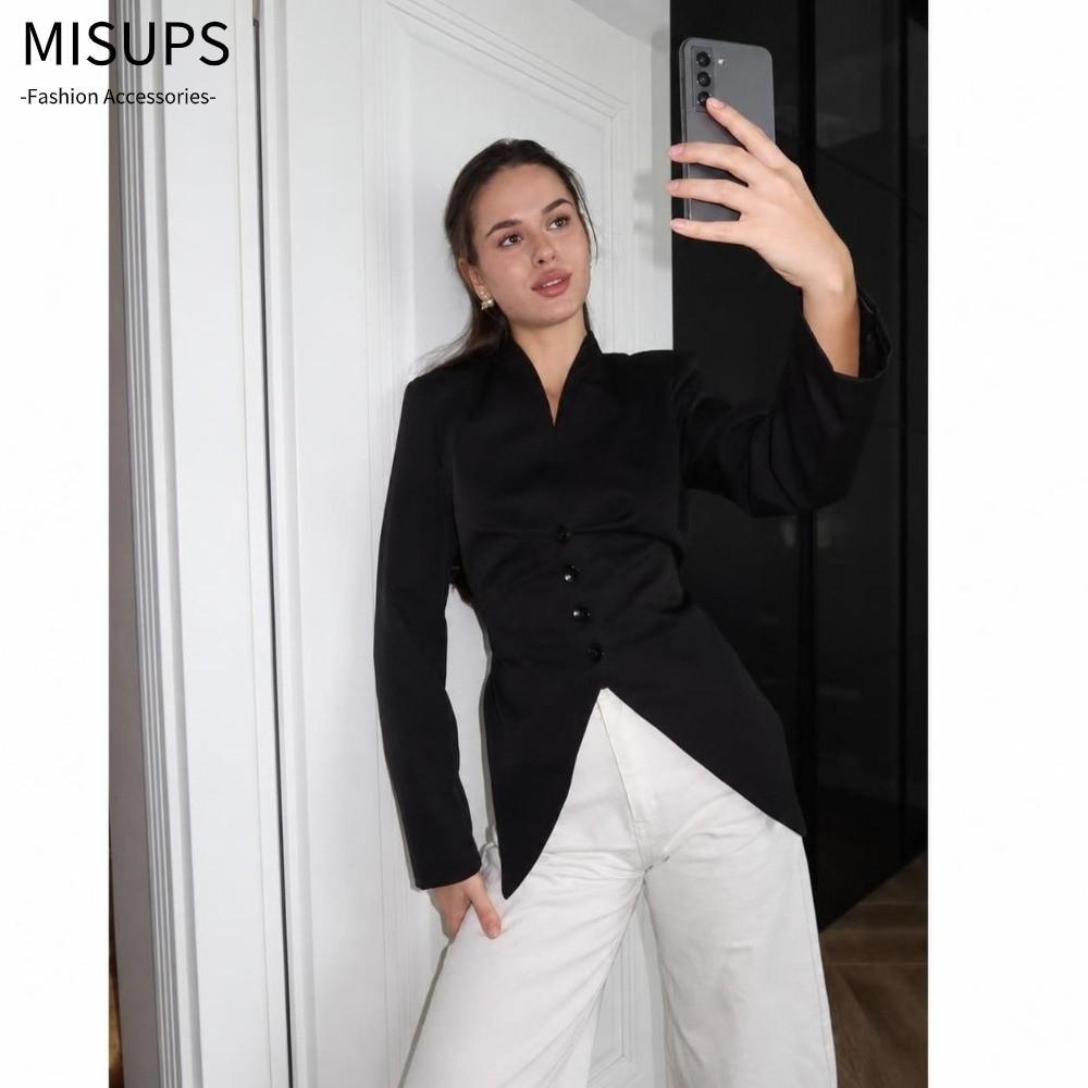 MISUPS Nữ Blazer Phù Hợp Với, Chống Nhăn Trọng Lượng Nhẹ Eo Cinch Blazer, Rời Thanh Lịch Eo Đường Co