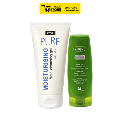 Combo Kem Dưỡng Da Tay Và Móng Ô Liu Ziaja 80ml Và Gel Rửa Mặt Eva Natura Cho Mọi Loại Da 150ml
