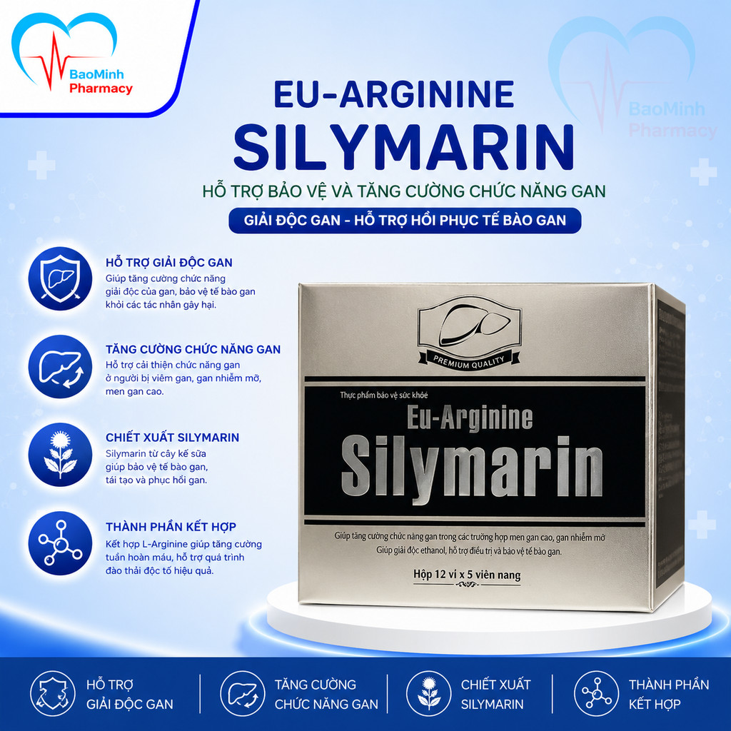 Viên Uống Bổ Gan Arginin Gold Silymarin Đại Uy Hộp 60 Viên – Mát Gan, Lợi Mật, Giải Độc Gan