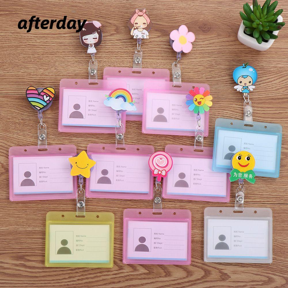 AFTERDAY568 Giá đỡ huy hiệu ID Hoạt hình Thẻ tên dễ thương Đồ dùng văn phòng Giá đỡ huy hiệu