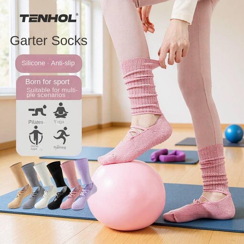Yoga Socks Professional Non-Slip Women's Dancing Sports Indoor Fitness Pilates Long Silicone Socks S