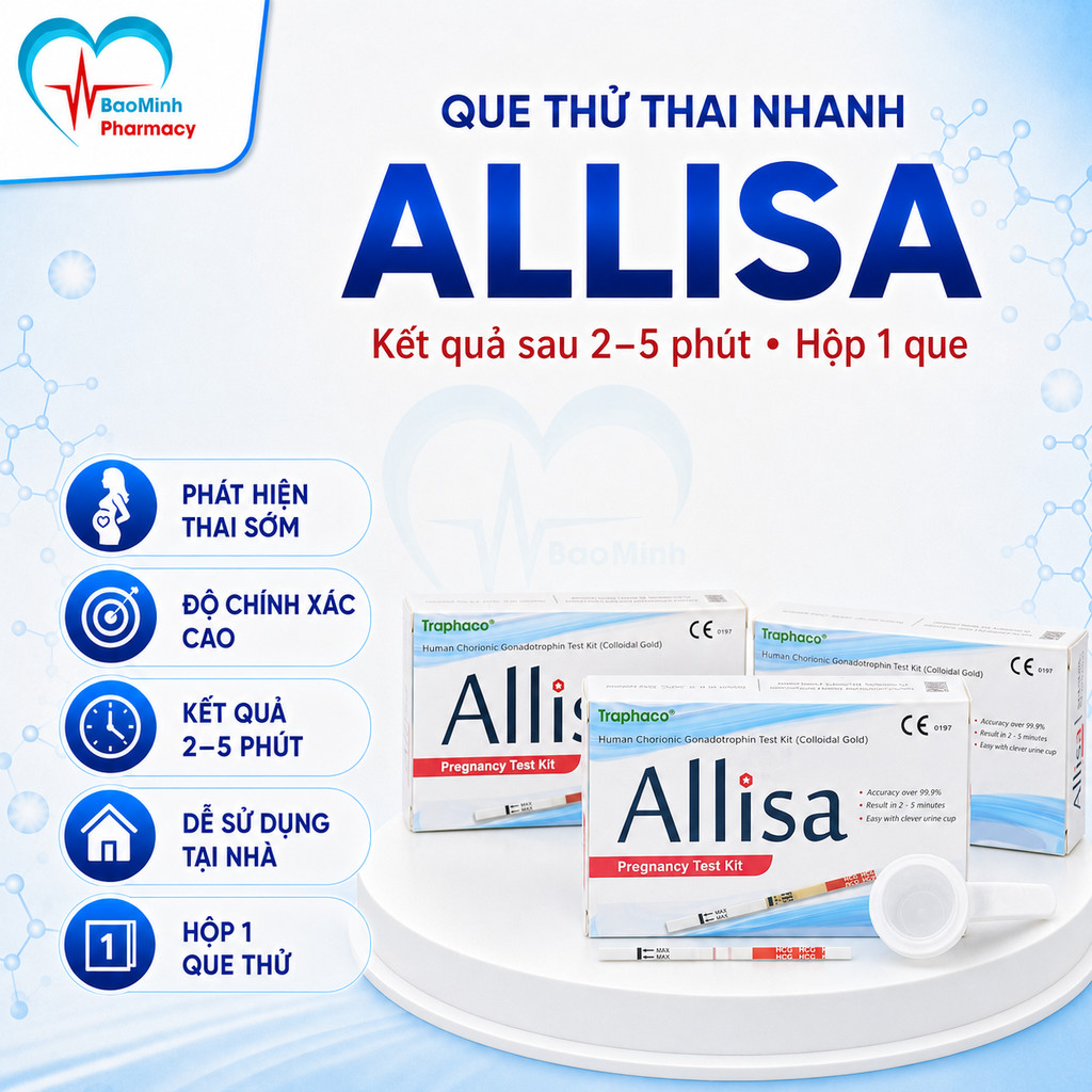 [ Che Tên ] Com Bo 10 Hộp Allisa, Test Thử Thai, Que Thử Thai Alisa, Test Bản To, Đạt Chuẩn Xuất Âu