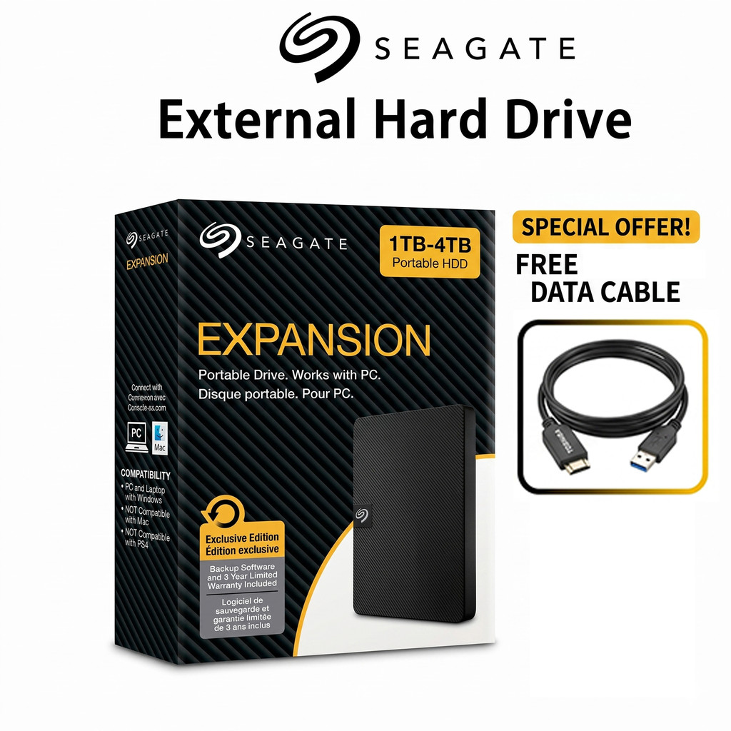 Ổ cứng gắn ngoài Seagate 4TB 2TB Mở rộng USB 3.0 Ổ cứng gắn ngoài 2TB / 1TB Ổ cứng gắn ngoài di động