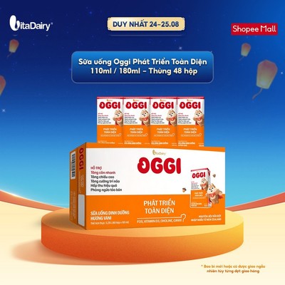[THÙNG 48 HỘP] Sữa uống Oggi Phát triển toàn diện - Hộp 110ml/180ml - Giúp bé tăng cân khoẻ, hỗ trợ phát triển toàn diện