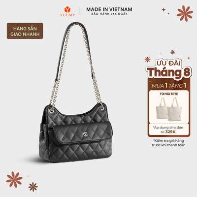 Túi Yuumy (Thời trang nữ da chần bông phối dây xích size 24 - Túi đeo chéo da Seasand YN241)