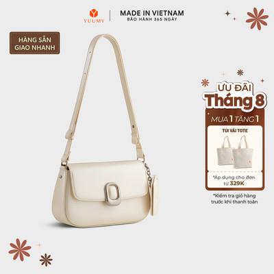 Túi Yuumy (Thời trang nữ khóa oval kèm gương mini - Túi đeo chéo da Glossy YN312)
