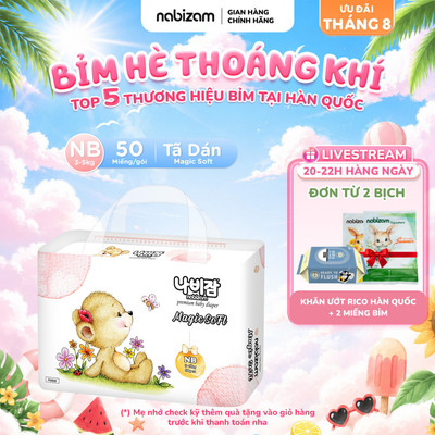 [TÃ DÁN] Tã/Bỉm Dán NABIZAM Magic Soft Cao Cấp An Toàn Cho Bé Size NB Cho Bé Từ 3-5kg, 50 Miếng/Bịch