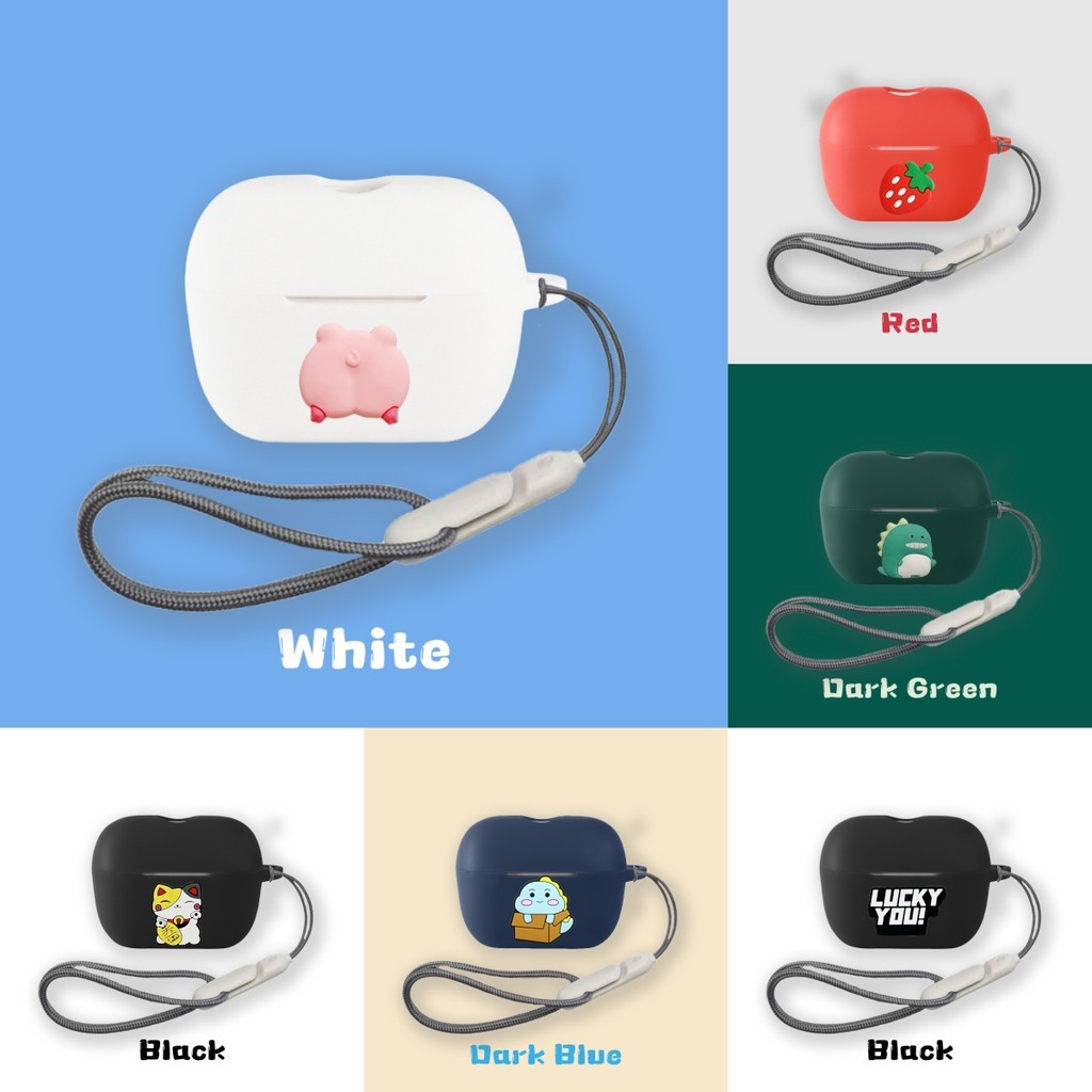Suitable for Sennheiser Accentum Clip Case Cartoon Penguin Dinosaur Cute Piggy Silicone Soft Case wi