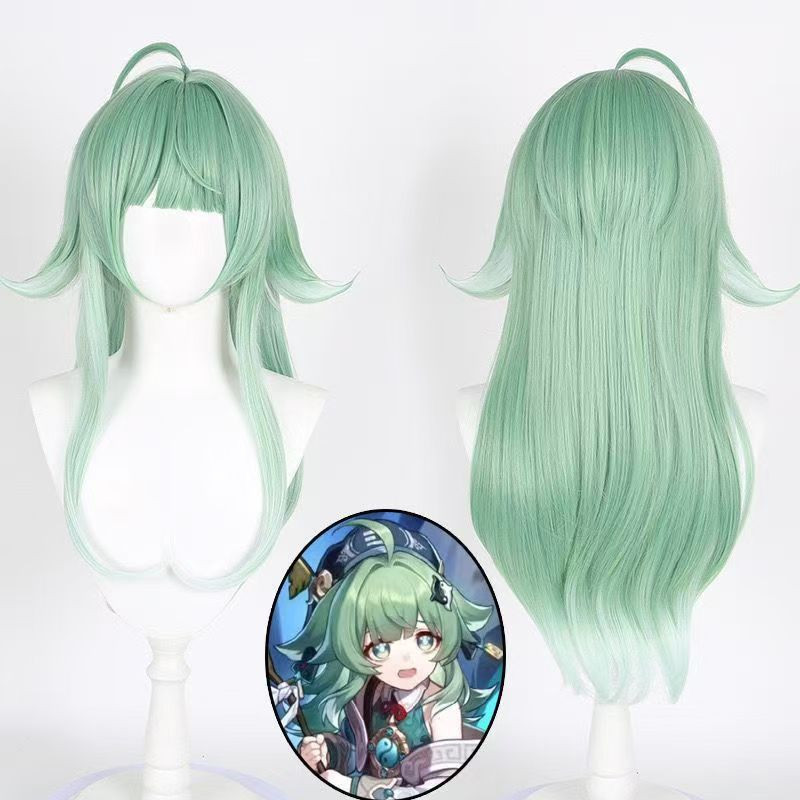 Honkai: Star Rail Huohuo Cosplay Tóc Giả Dài Màu Xanh Gradient Chịu Nhiệt Tổng Hợp Tóc