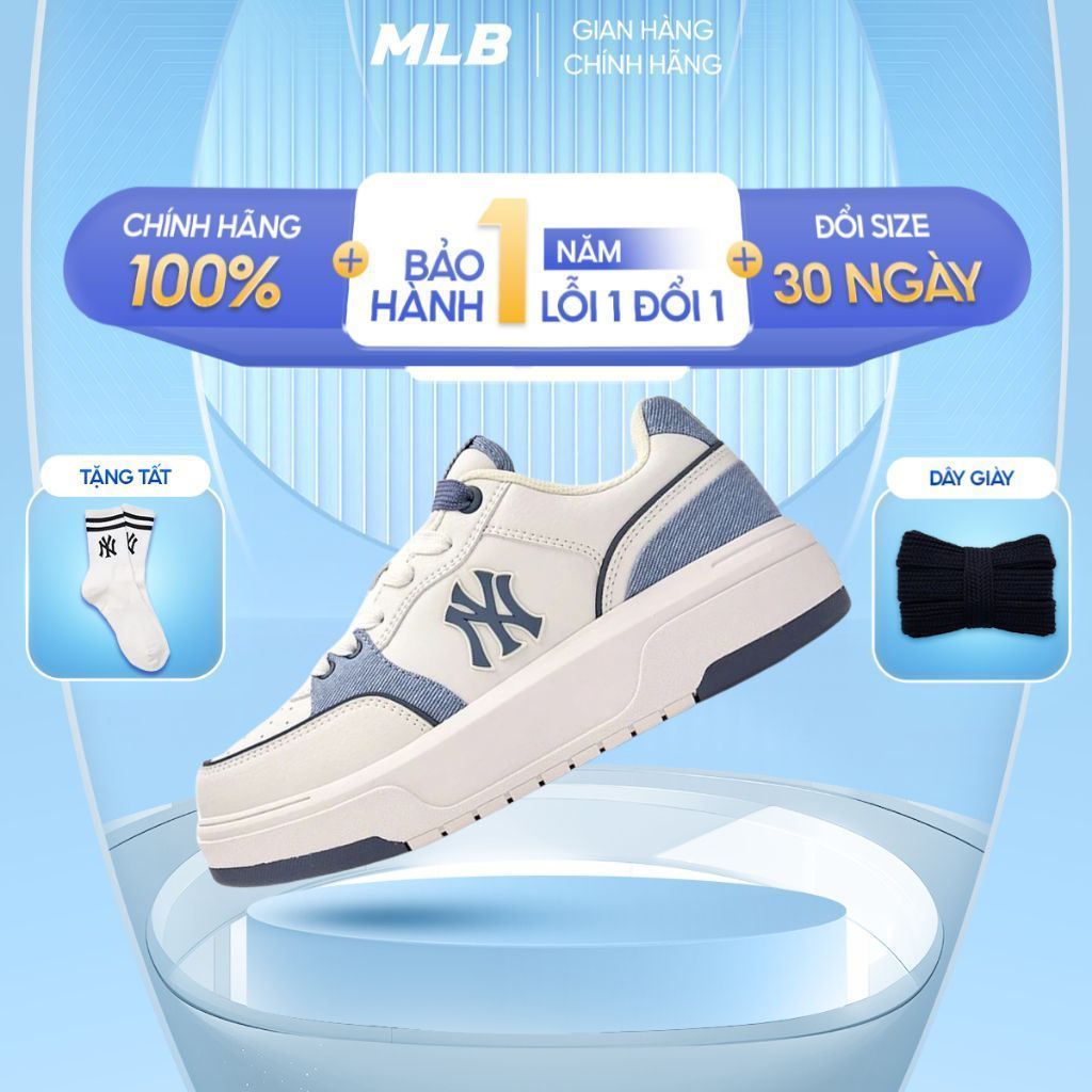Giày MLB Chunky Liner denim pocket xanh chính hãng , giày sneaker mlb đế bằng cao 5cm season 2025 (C