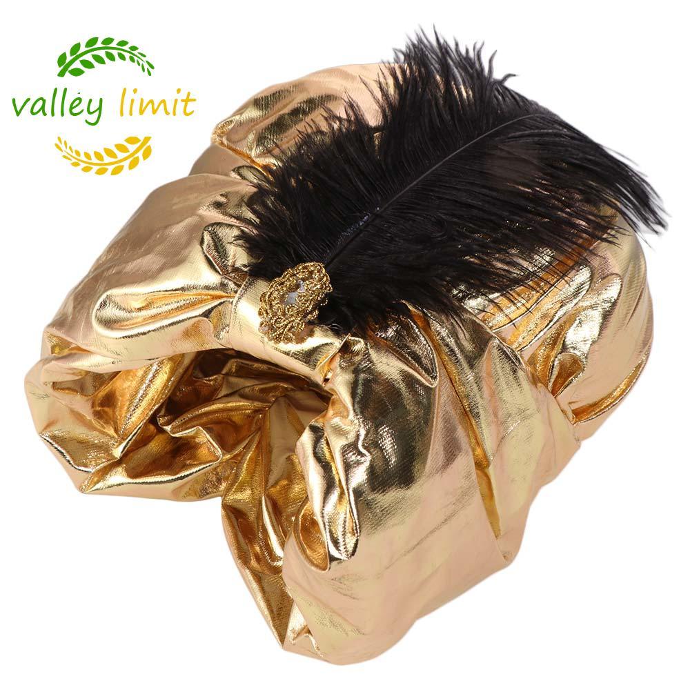 VALLEY LIMIT Ả Rập Xếp Ly Turban, Mũ Ả Rập Trang Điểm Mũ Xếp Ly Ấn Độ, Mũ Dân Tộc Quấn Đầu Cosplay S