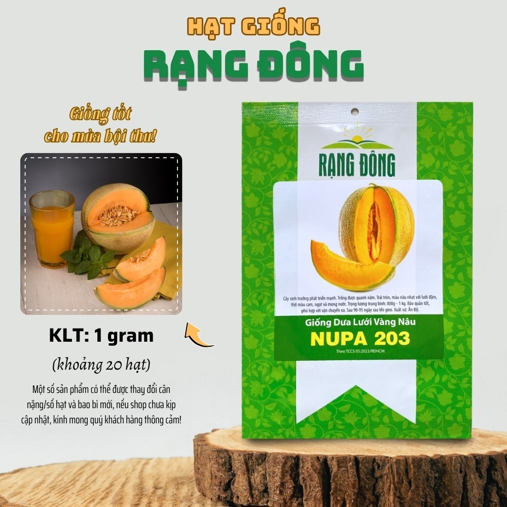 Hạt giống Dưa Lưới Vàng Nâu Nupa 203 (5 hạt) thơm, ngọt, dễ trồng - Hạt giống Rạng Đông | L52