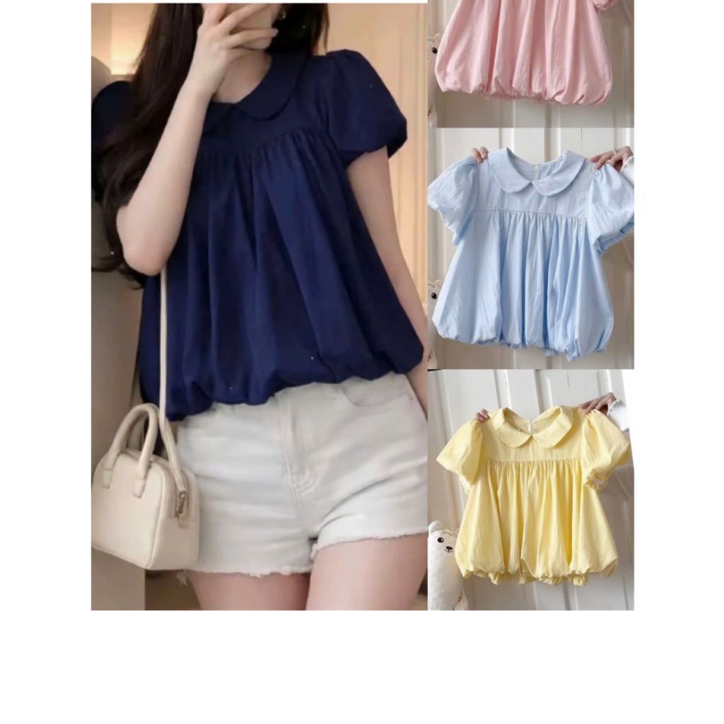 [Hàng Loại 1]Áo Babydoll Nữ Gió Su Mềm Cổ Sen Dáng Bí Tay Bồng – Áo Kiểu Tiểu Thư Hàn Quốc Nàng Thơ 