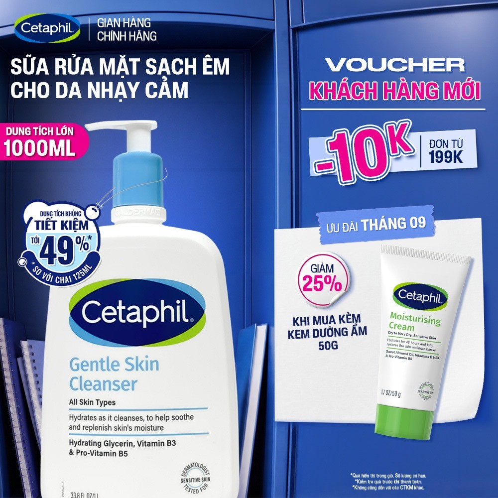[LIVE] Sữa rửa mặt dịu lành cho da nhạy cảm CETAPHIL GENTLE SKIN CLEANSER 1000ML