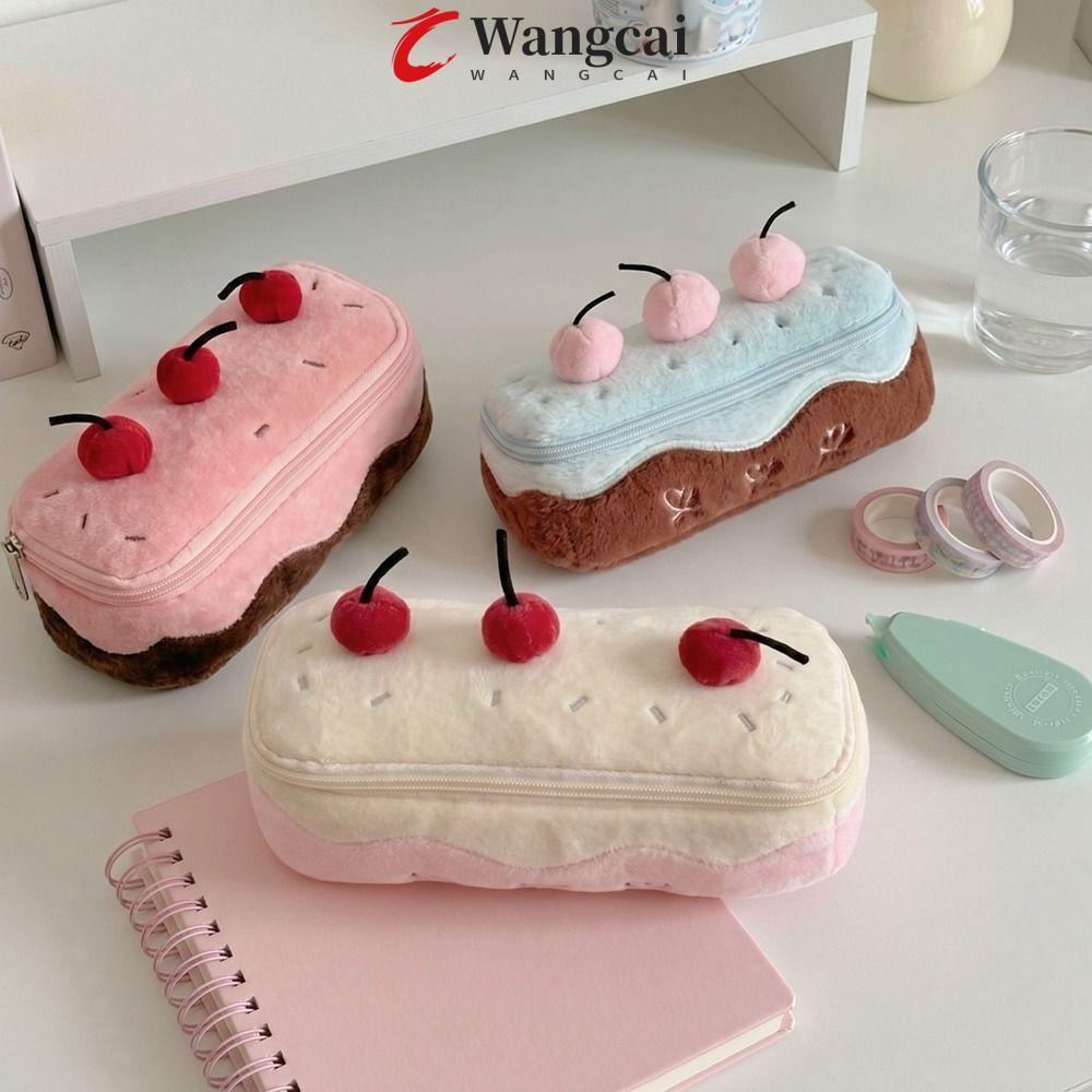 Hộp đựng bút chì WANGCAI Kawaii, Túi đựng bút anh đào sang trọng bánh thêu, Hộp đựng trang điểm Kawa