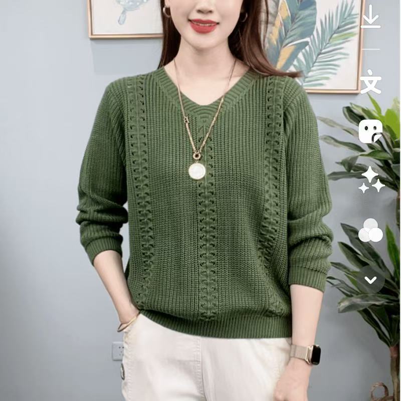Áo len dệt kim công sở thường ngày mùa xuân thu2026Áo thun chui đầu dáng rộng, phong cách, thoải mái, mẫu mới