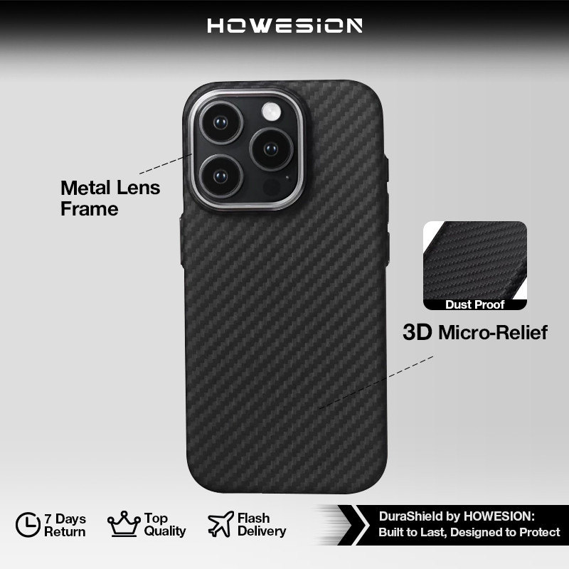 HOWESION Kevlar Sợi Carbon Từ Tính Twill PC Dành Cho iPhone 16 Pro Max 15 14 13 12 Pro Max Slim fros