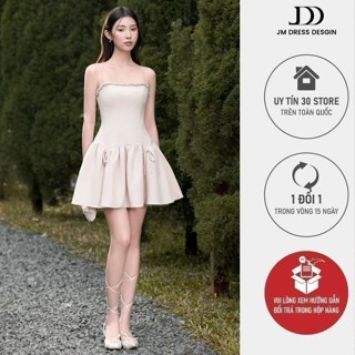 Đầm 2 dây vặn dây ngực, nhún chân 1R03.2503K, váy 2 dây cúp ngực dáng xòe bồng thiết kế bởi JM Dress Design