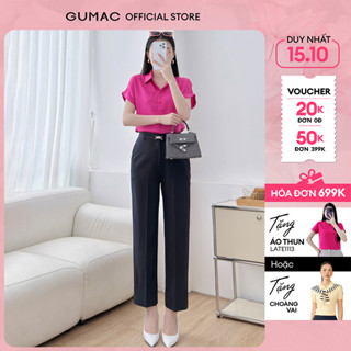 Quần tây nữ ống đứng phối dây thắt lưng vải xược ý mềm nhẹ thoáng mát thời trang GUMAC QF06047