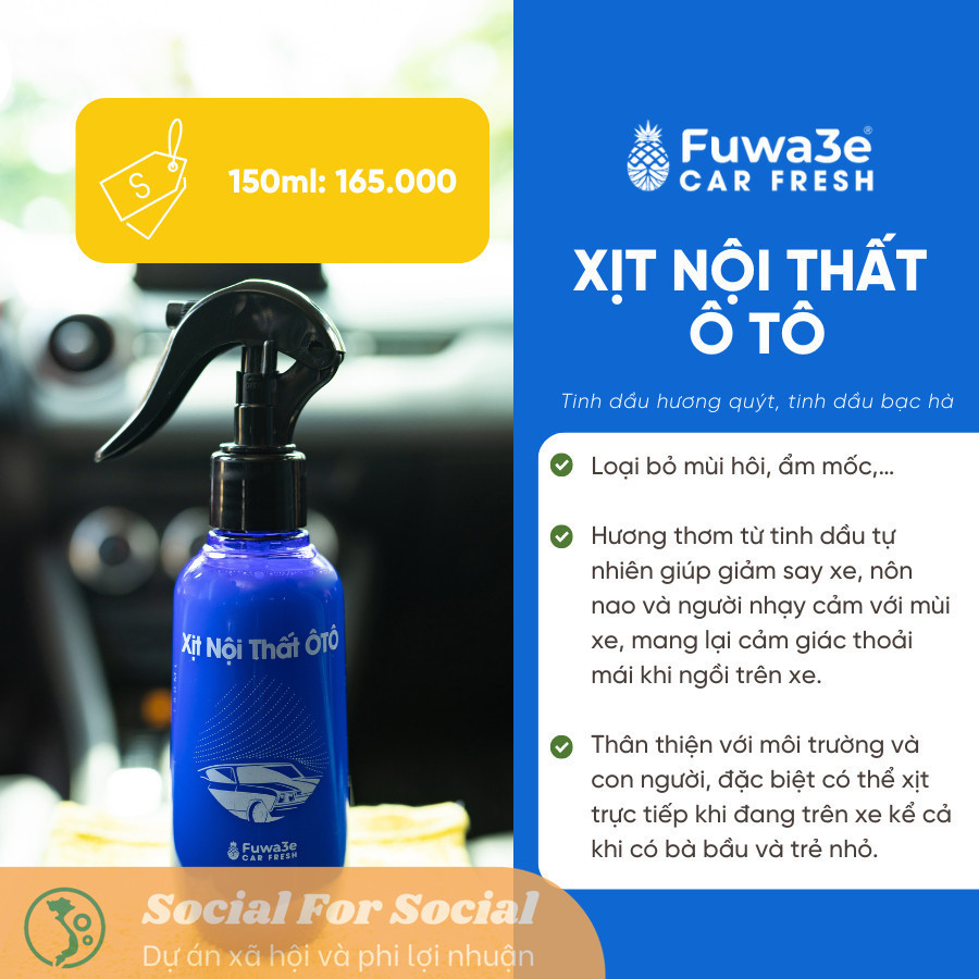 [Hỏa tốc] Chai Xịt Khử Mùi Ô Tô Fuwa3e Giúp Khử Mùi Và Khử Khuẩn Nấm Mốc 150ml