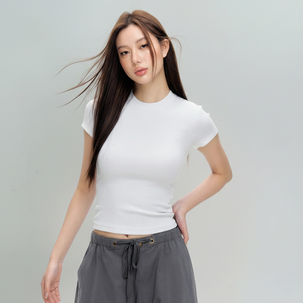 Áo Thun Nữ Baby Tee Dáng Ôm Cổ Tròn Chất Thun Co Giãn Nhiều Màu By ChaBon CB01 | BigBuy360 - bigbuy360.vn