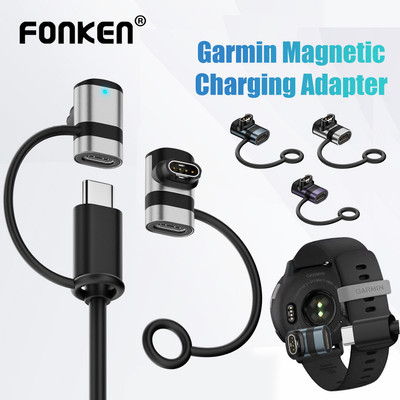 Bộ sạc đồng hồ Fonken Type-C sang Gramin Đèn báo LED từ tính cho dòng đồng hồ Garmin