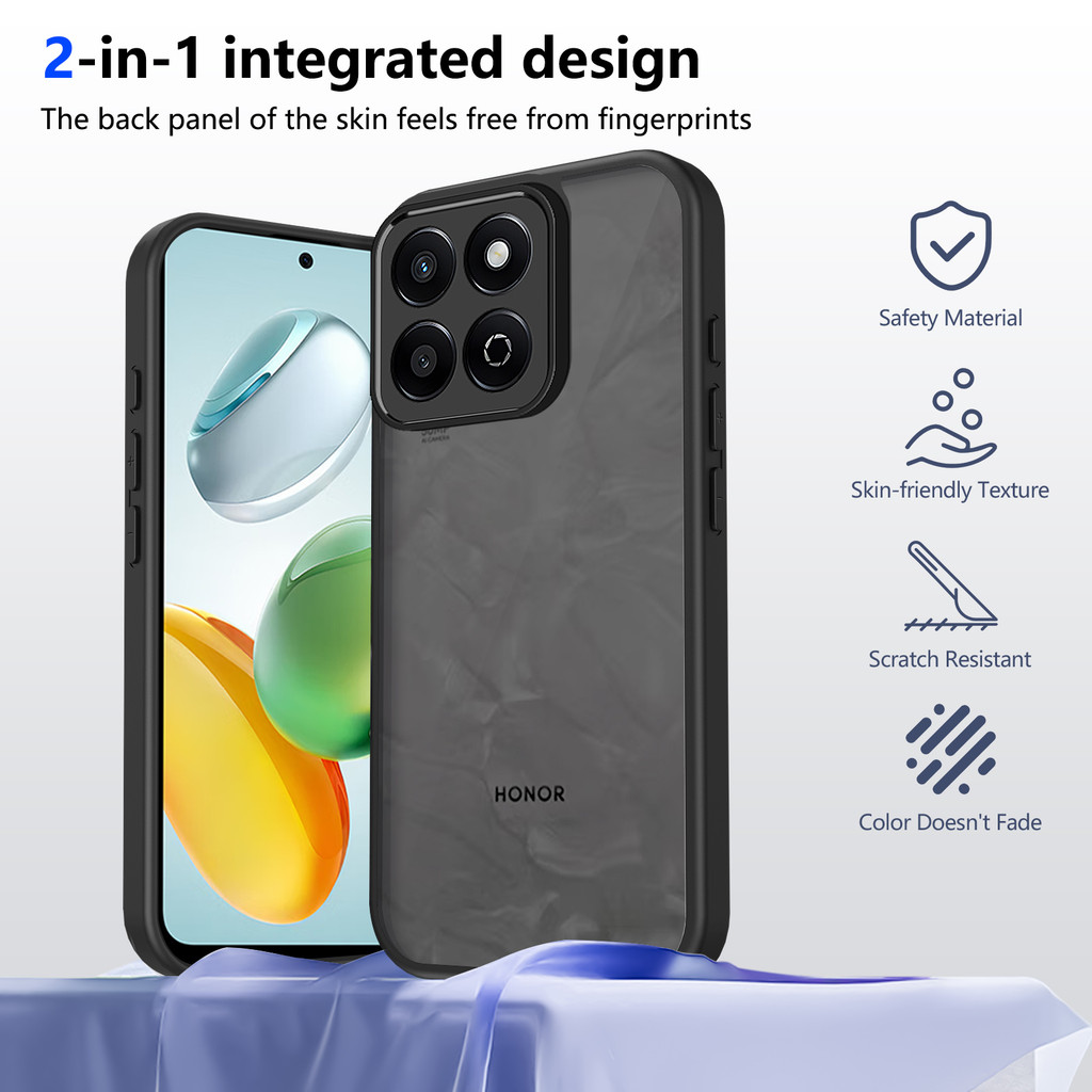 Vỏ HonorX7D Cho Honor X7D X7 D X 7D 4G 5G Vỏ Điện Thoại Acrylic Màu Đen Mờ Bảo Vệ Chống Sốc Ốp Lưng 